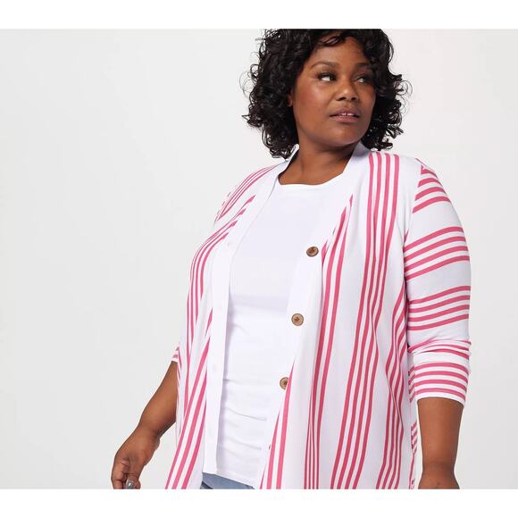 Susan Graver Weekend Striped Light Sweater Knit Cardiagn Size Small NWOT - Picture 1 of 6